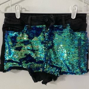 Black sequin shorts